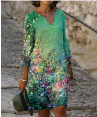 Robe manches longues pour femmes, motif moderne