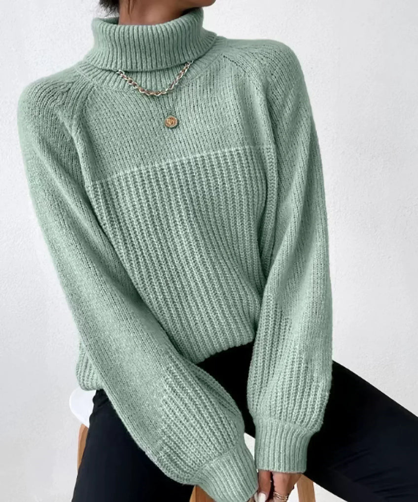 Pull doux pour femme à col roulé chaud