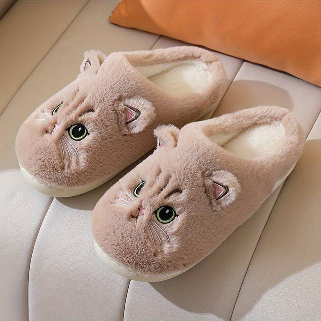 Chaussons souples pour femmes en forme de chat