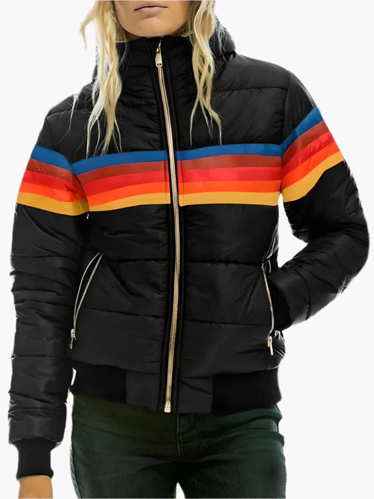 Doudoune matelassée rétro à capuche - Veste d'hiver vintage pour femme