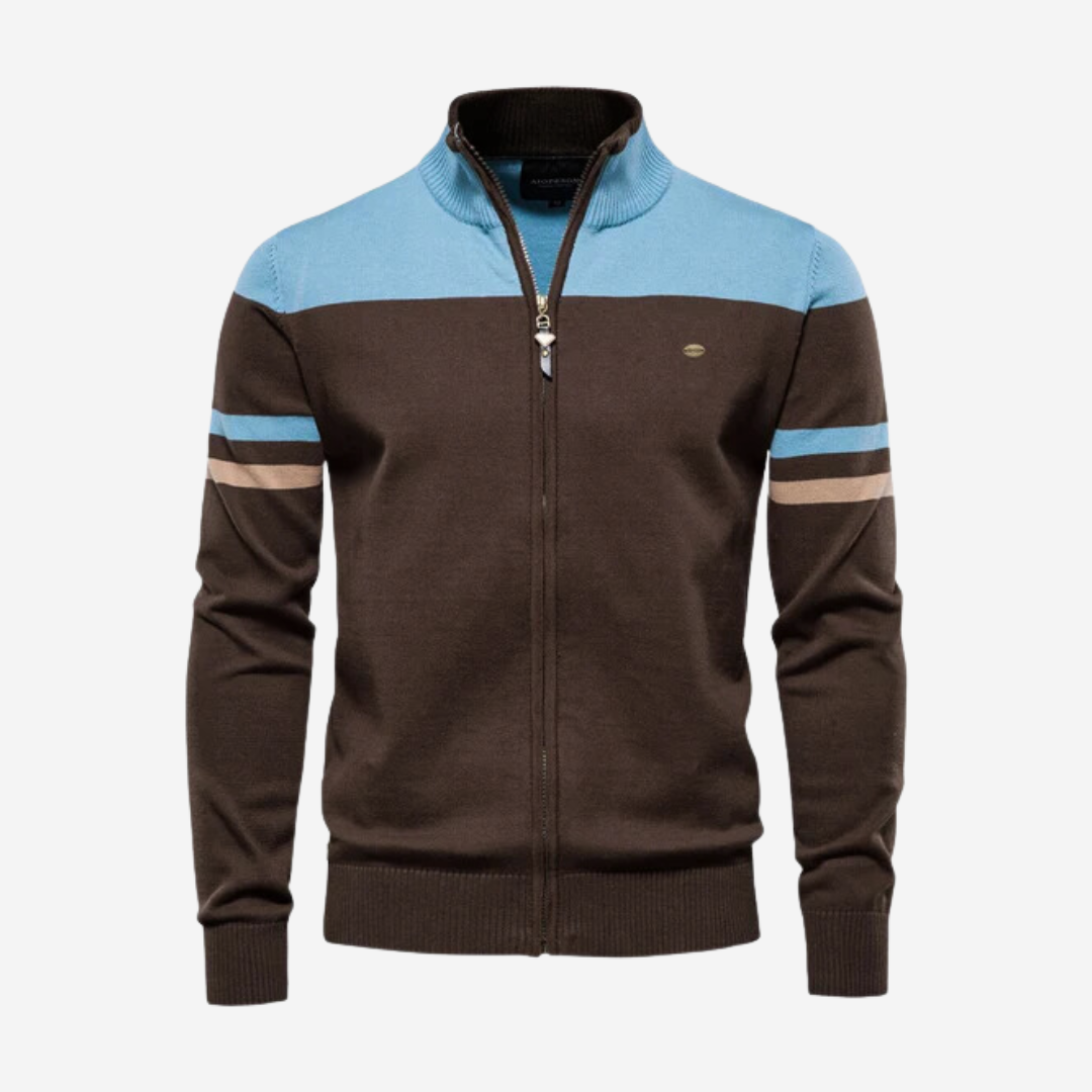 Pull à fermeture éclair décontracté homme tricoté