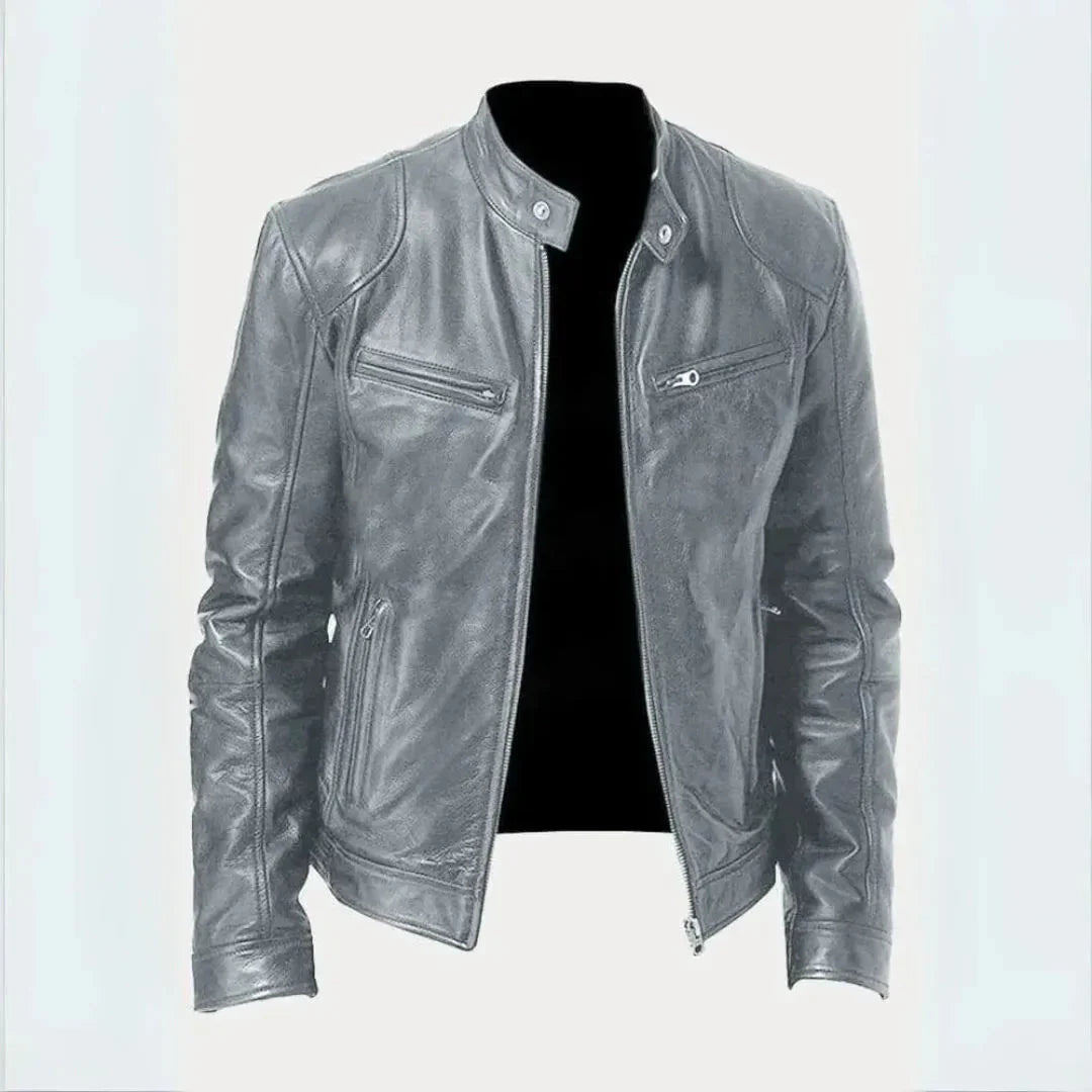 Blouson de moto en cuir Noir élégant