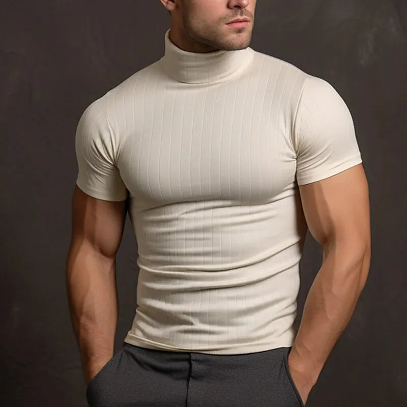T-shirt à col roulé slim fit pour homme à manches courtes
