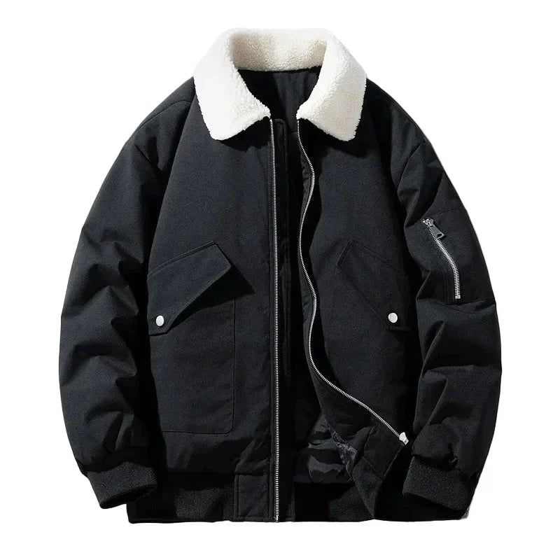 Veste d'hiver col en peau d'agneau moderne tendance