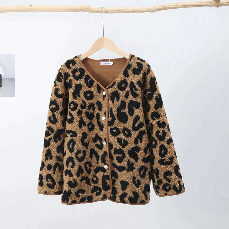 Wintermantel Leopardenmuster Frauen Trendy - IdealeKleiden