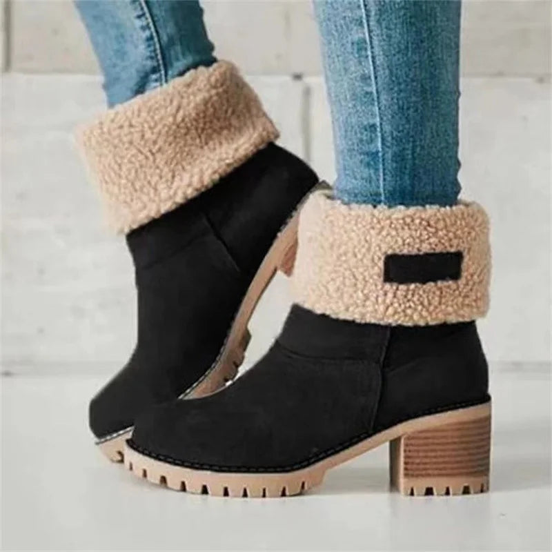 Bottes d'automne à talon bloc et bout rond
