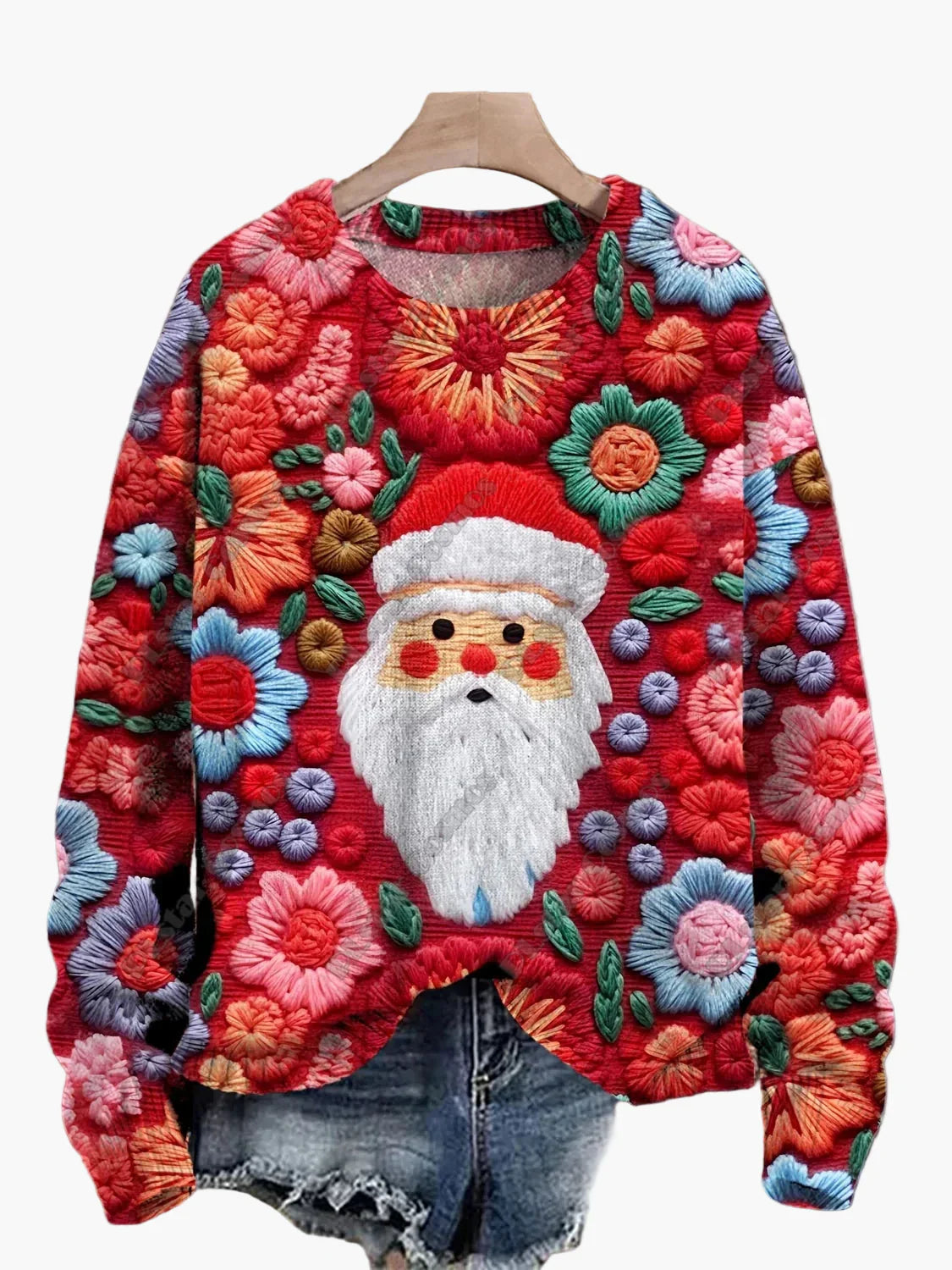 Pull de Noël festif brodé en 3D