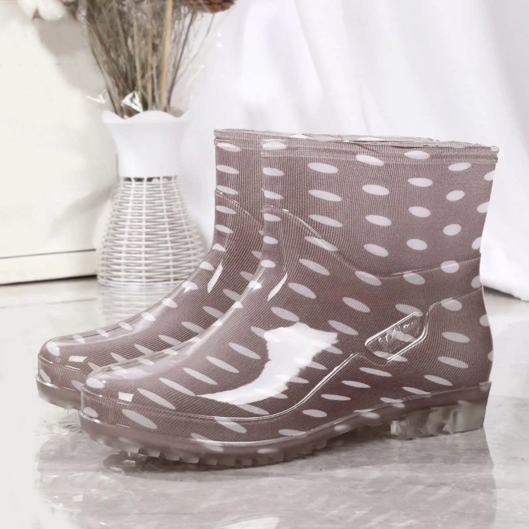 Bottes en caoutchouc imperméables mi-hautes imprimées antidérapantes