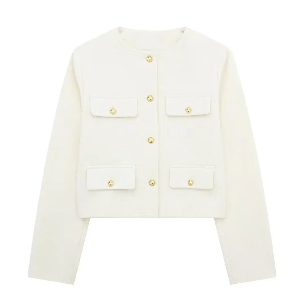 Élégante veste courte en laine pour femme