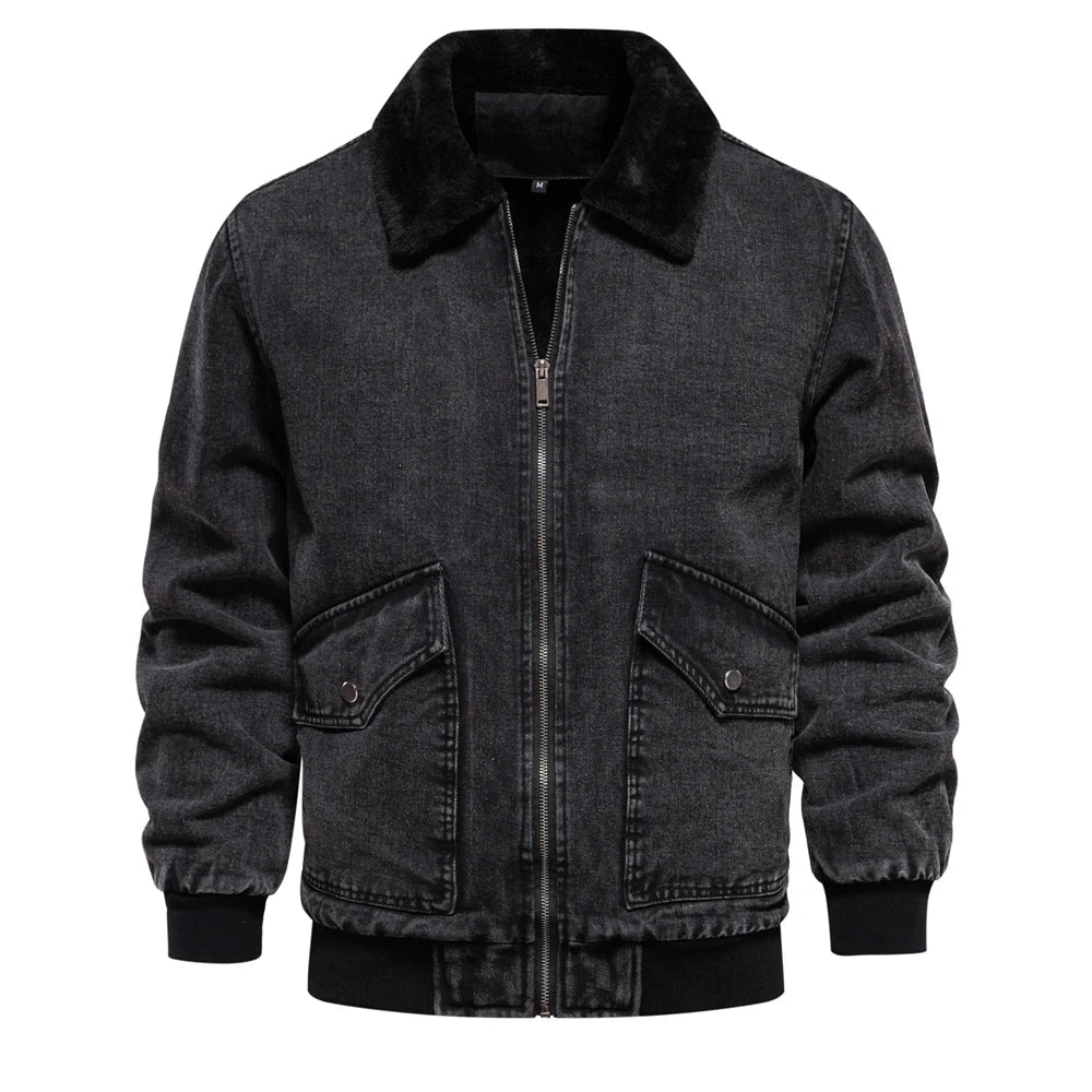 Blouson en jean chaud doublé pour hommes