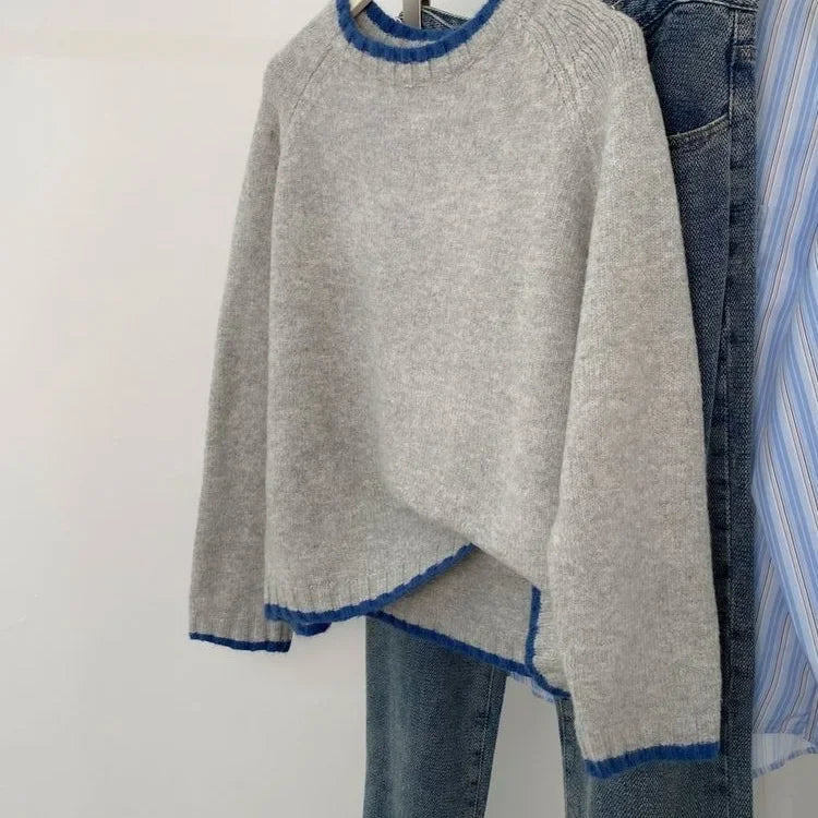 Bequemer Herbst Sweater Rundhals Pullover - IdealeKleiden
