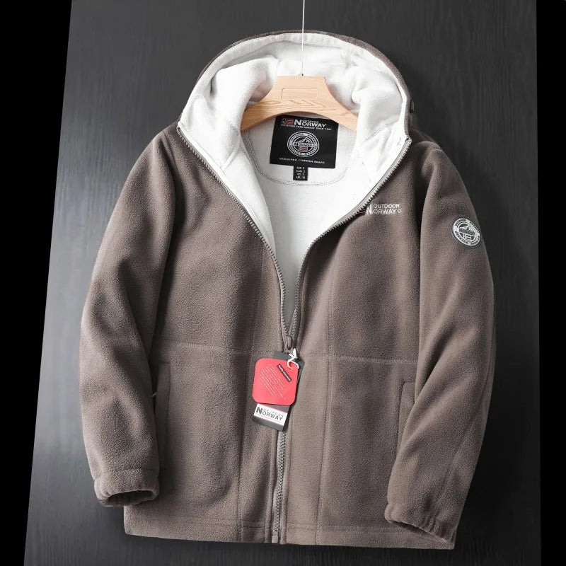Veste polaire homme, chaude, à capuche, pour l'extérieur