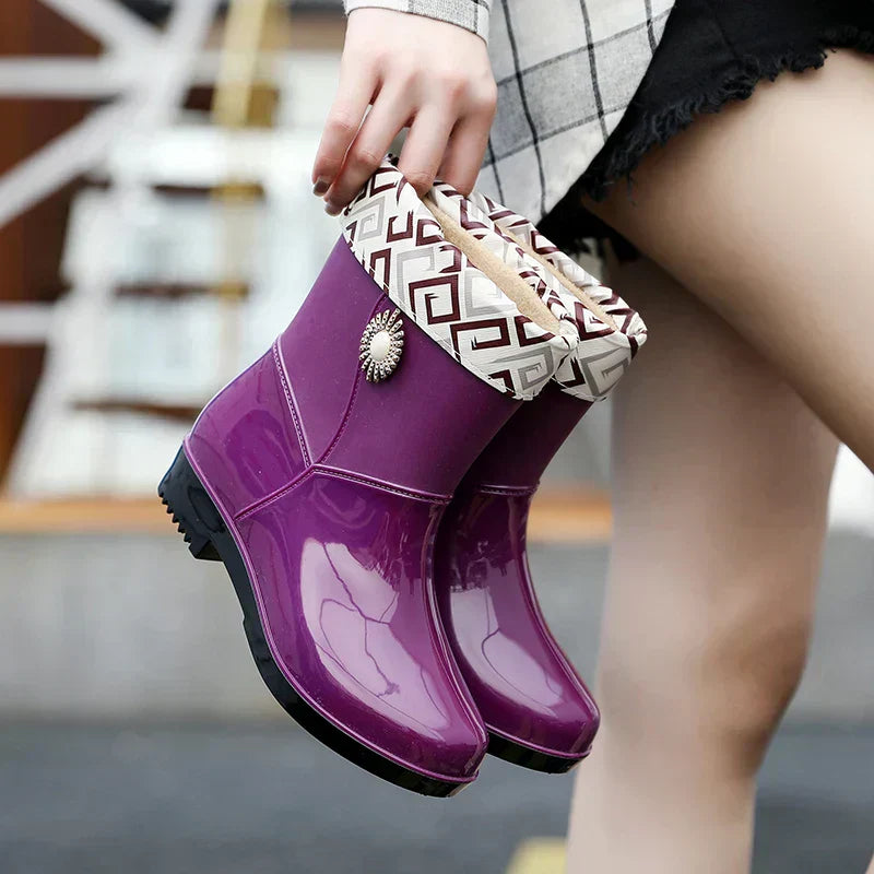 Bottes de pluie femme motif floral semelle profilée
