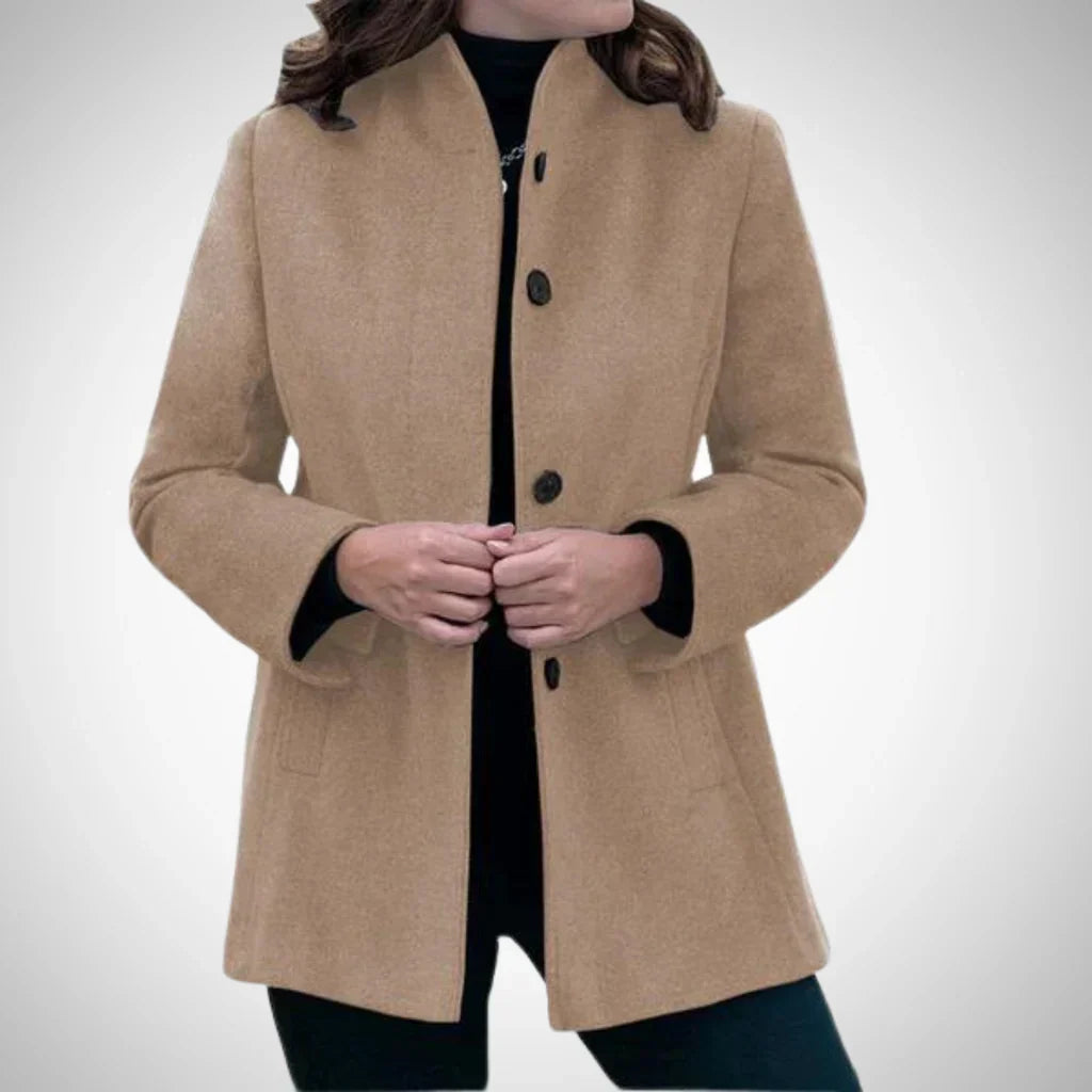 Manteau femme Forme cintrée Col montant Mélange de laine