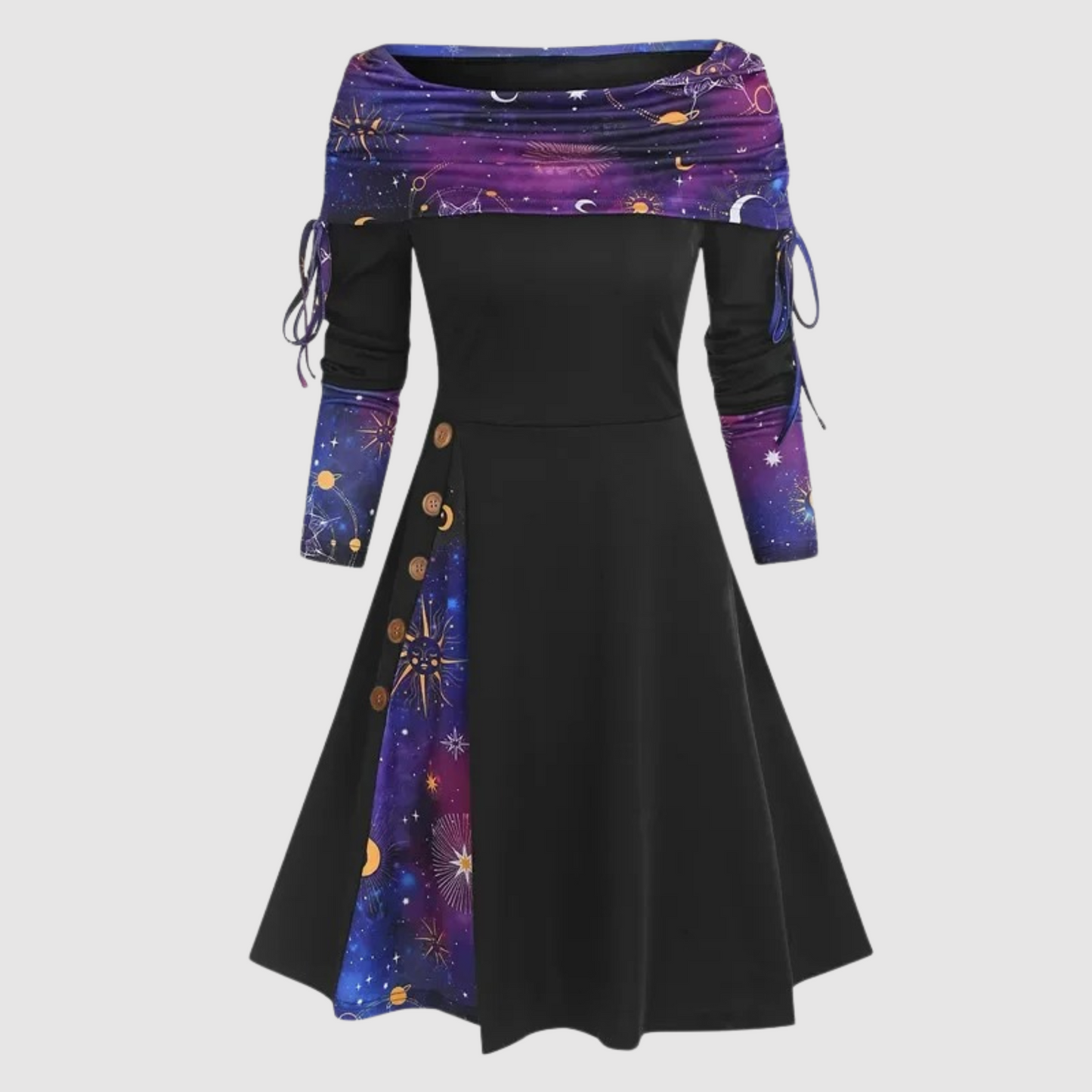 Robe de Noël Épaules Dénudées Manches Longues Élégante
