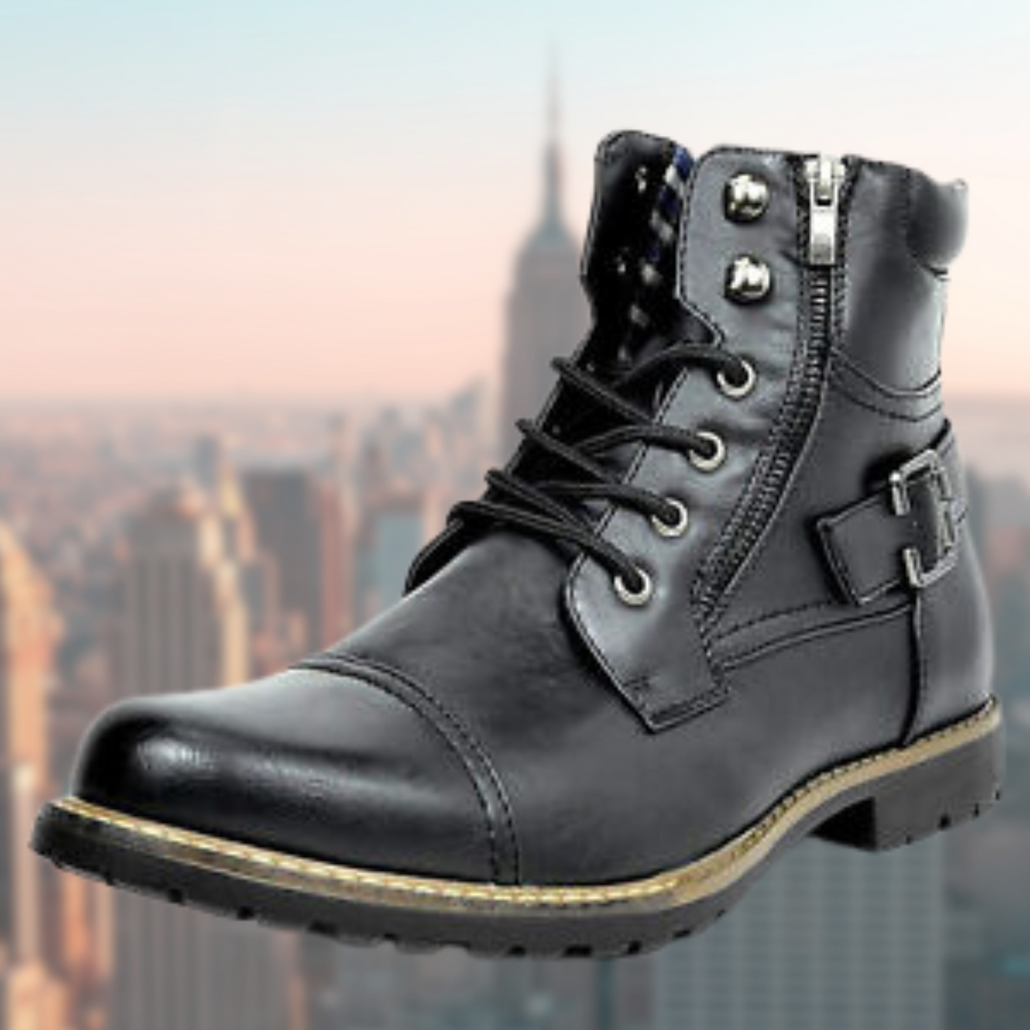 Bottes moto cuir robustes homme