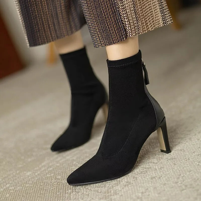 Bottines à talons aiguilles pour femmes à bout pointu