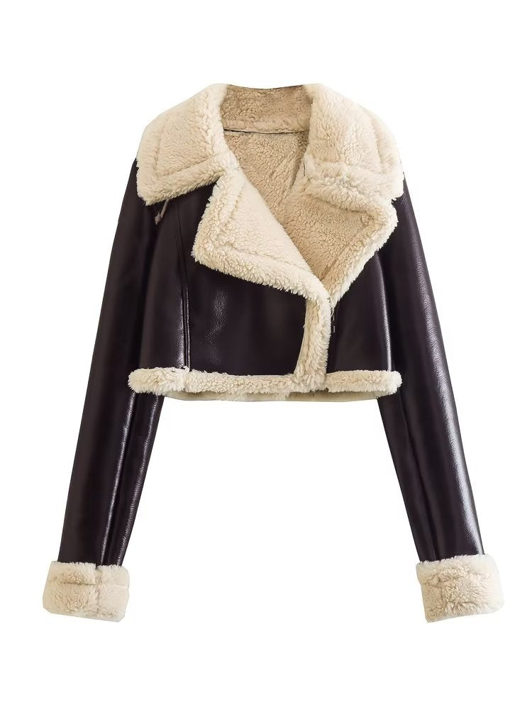 Veste en cuir élégante pour femme, chaude