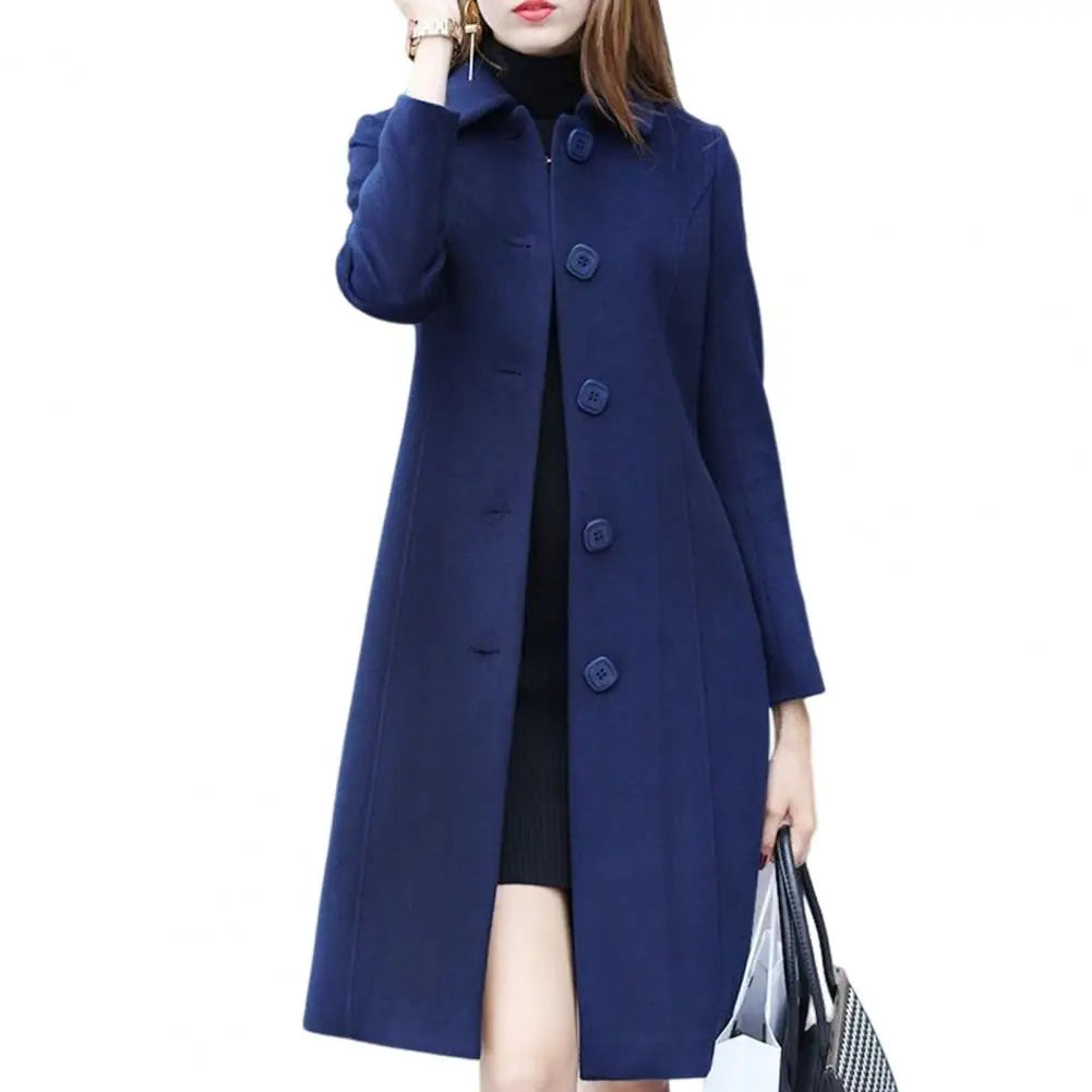 Manteau en laine chaud pour femme, moderne, à boutons