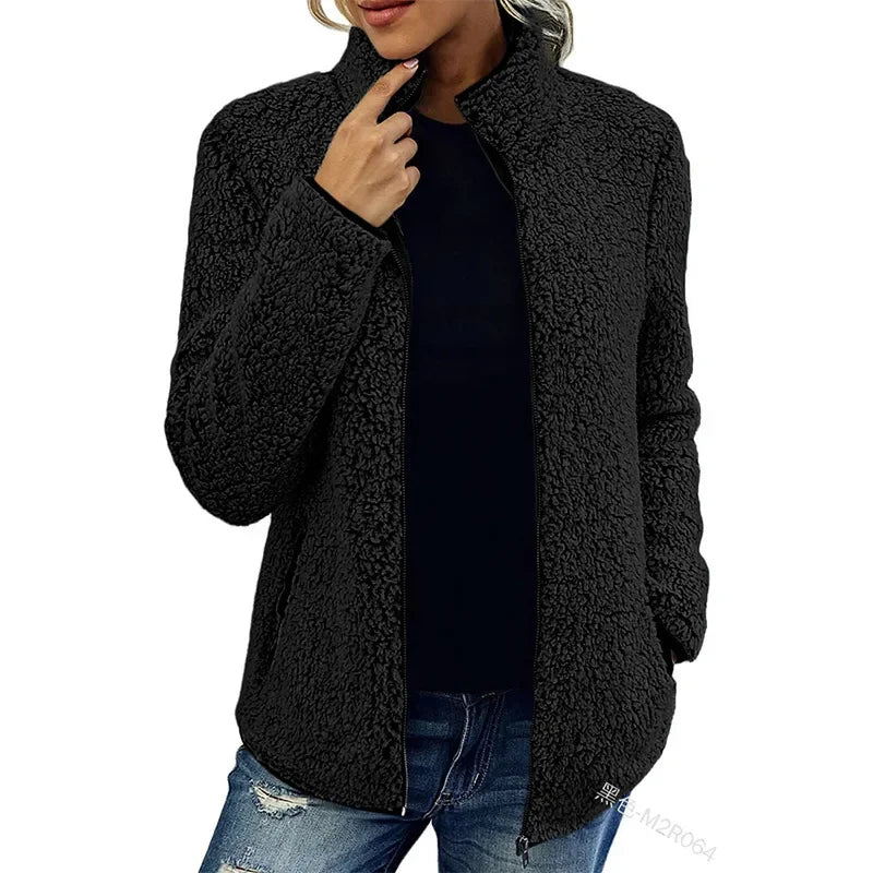 Veste Teddy d'Hiver Femme - Douce & Chaude avec Col Montant