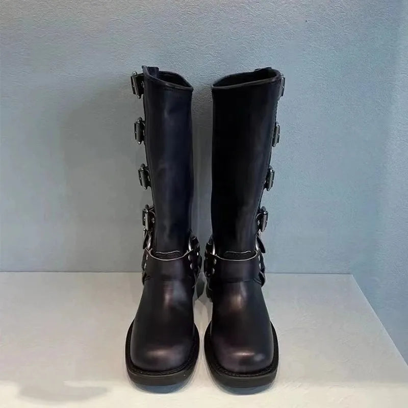 Bottes hautes en cuir femme Élégantes Ajustables