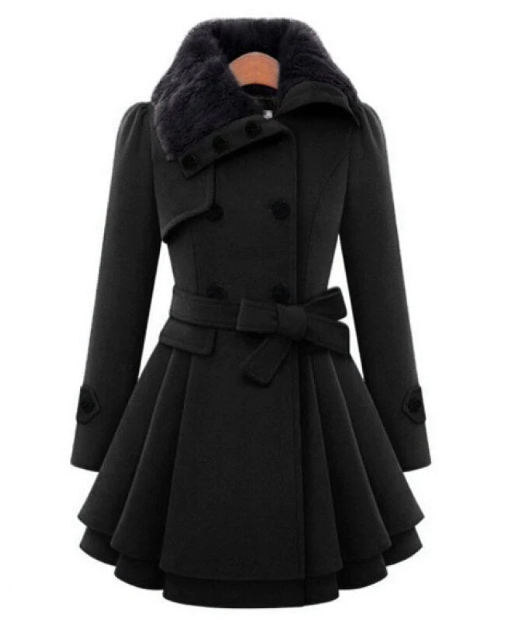 Élégante veste en laine mélangée double boutonnage ceinture