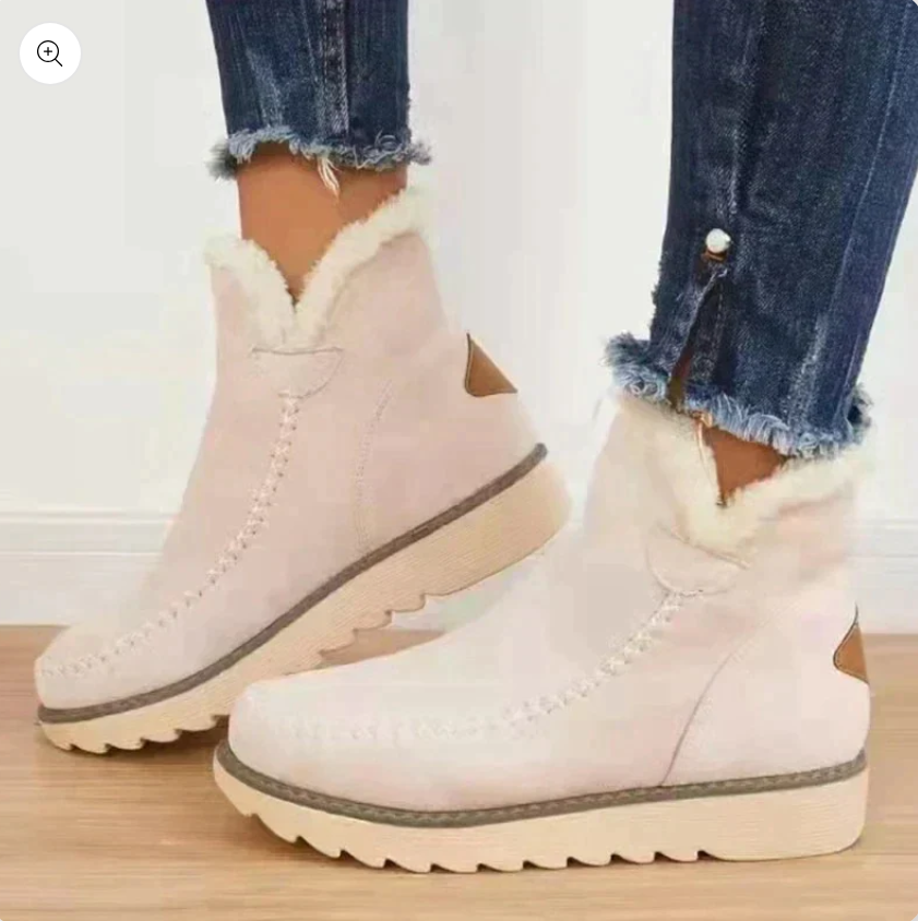 Bottes élégantes en cuir pour femme avec doublure chaude
