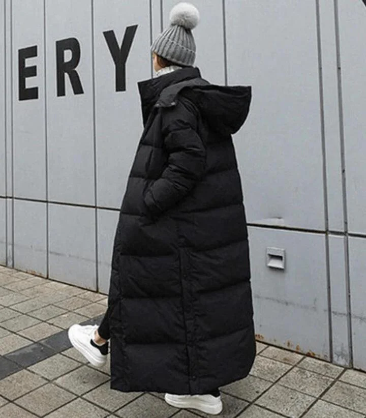 Winterdaunenjacke Damen Kapuze Lang - IdealeKleiden