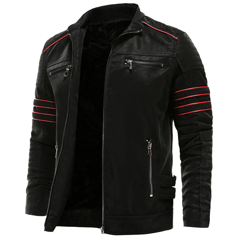 Blouson moto en cuir pour hommes, robuste et élégant