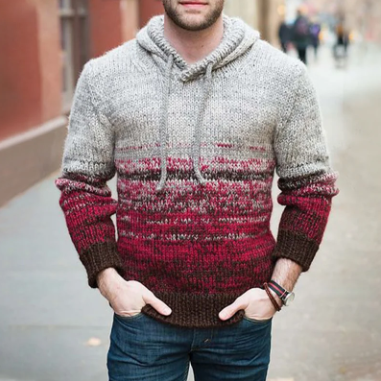 Herren Pullover Kapuze Farbverlauf Warm - IdealeKleiden