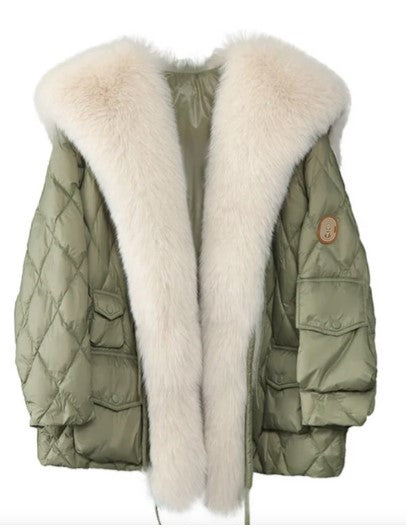 Veste de luxe col fourrure