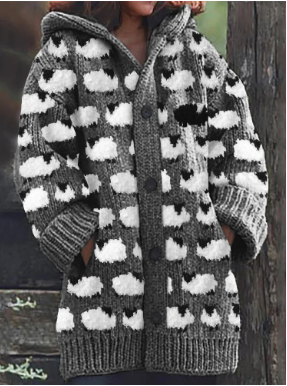 Addison – Cardigan motif mouton style rétro