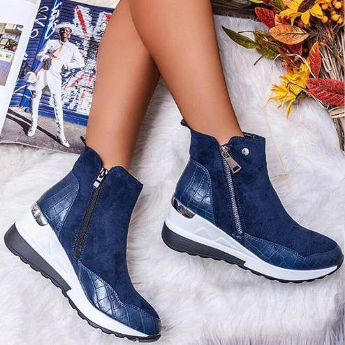 Bottes d'hiver chaudes montantes pour femme avec fermeture éclair