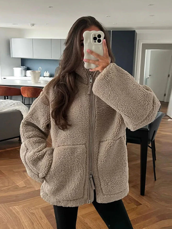 Weicher Teddy-Mantel für Damen - IdealeKleiden