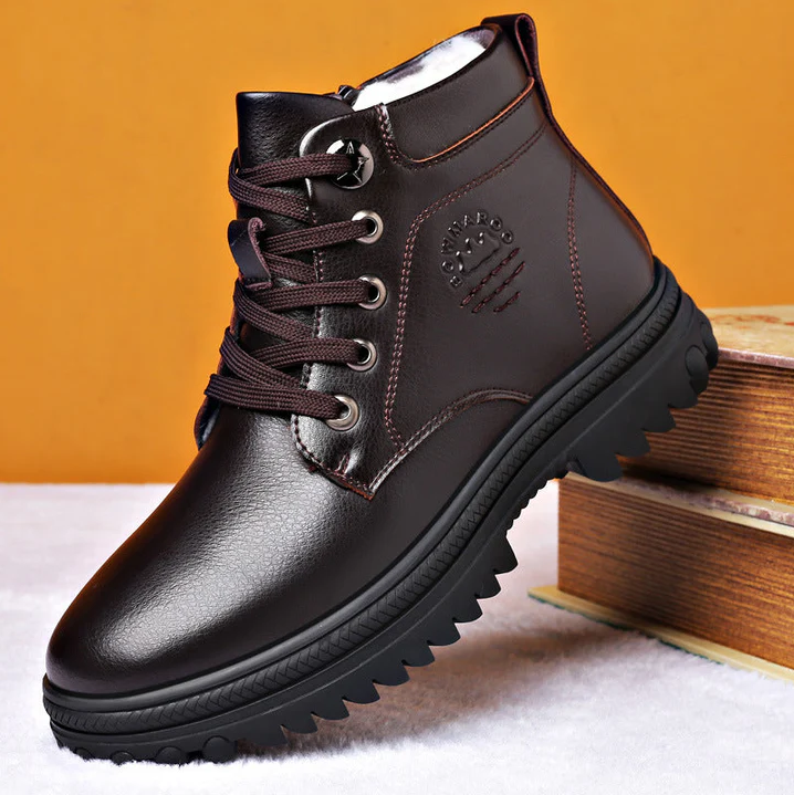 Bottes d'hiver homme Chaud Imperméable Cuir