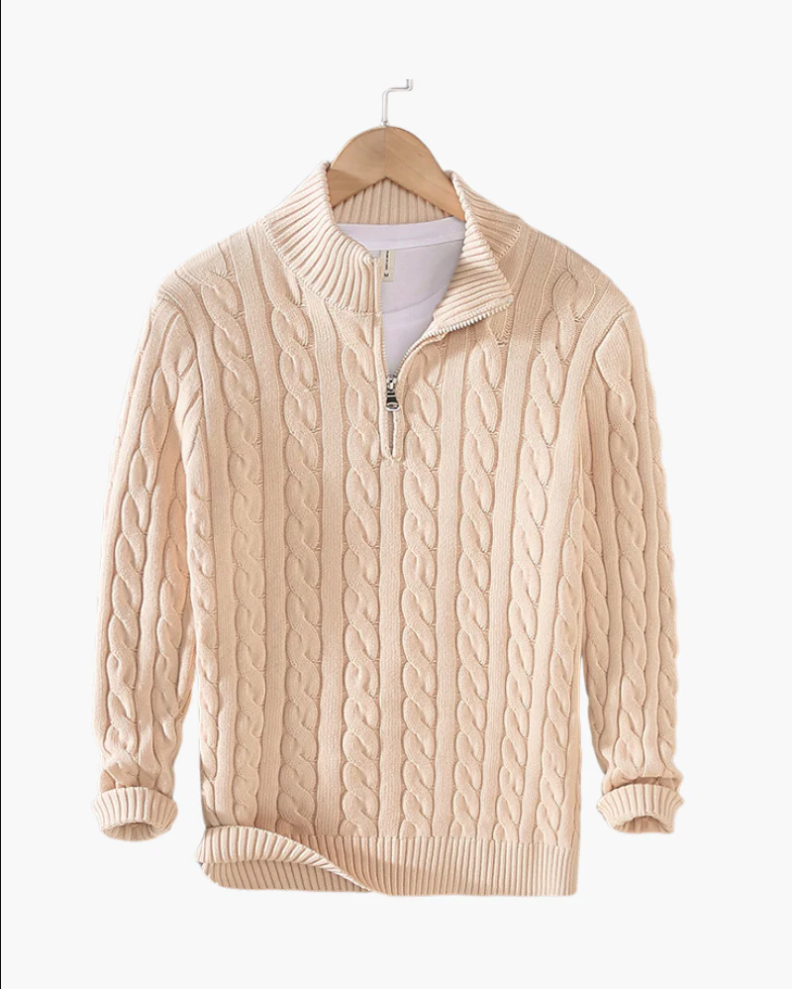 Pull-over homme en maille, moderne, demi-zip