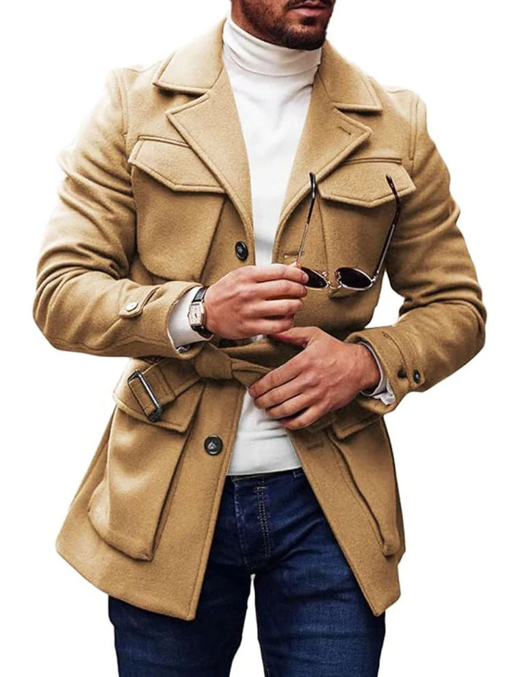 Manteau d'hiver homme multipoches à lacets