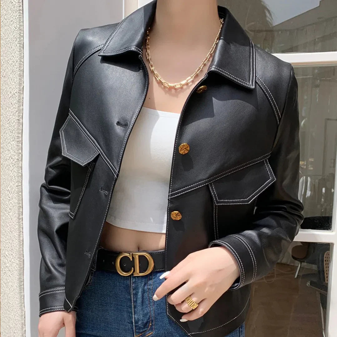Blouson en cuir tendance pour femmes
