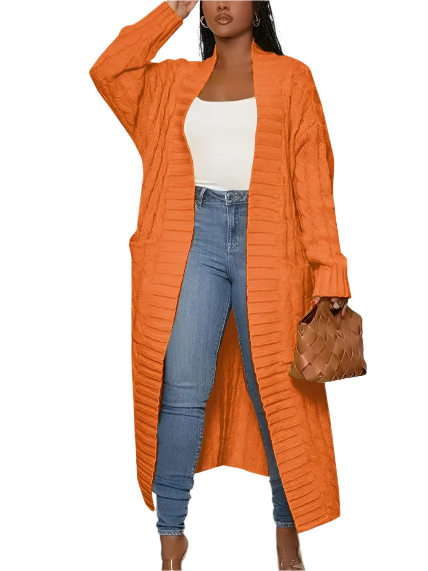 Veste longue élégante pour femme brodée
