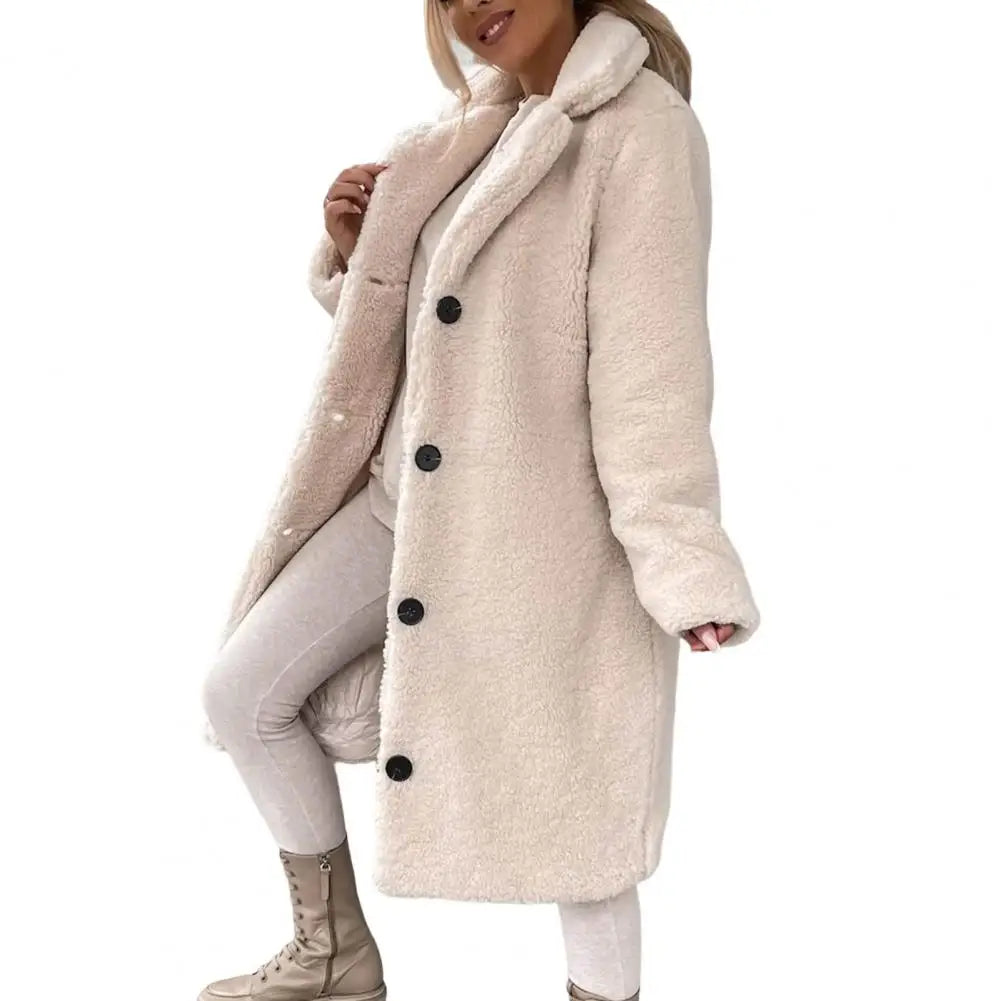 Veste Teddy Femme Douce Boutonnée Hiver