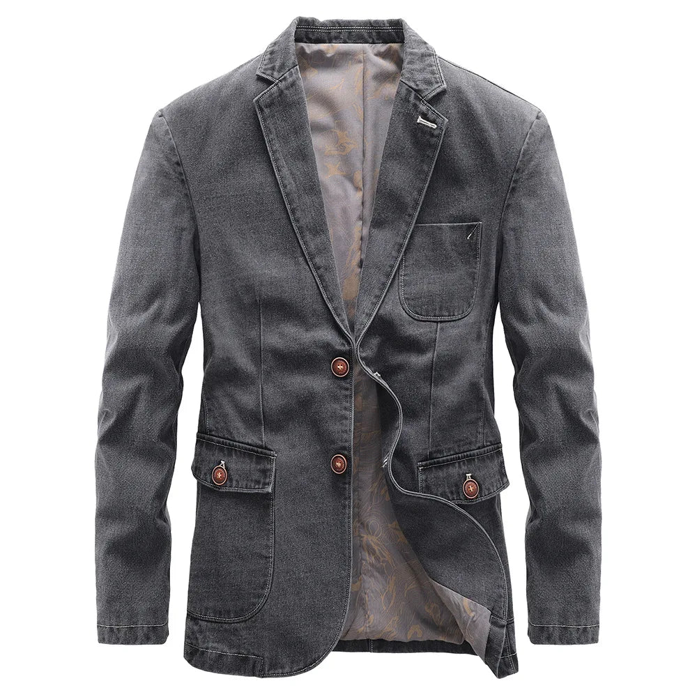 Blazer en jean décontracté pour hommes