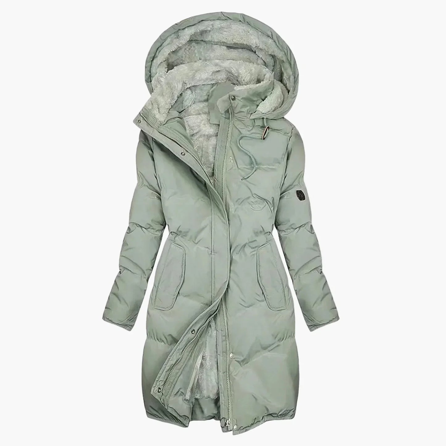 Manteau long à capuche matelassé chaud pour femme