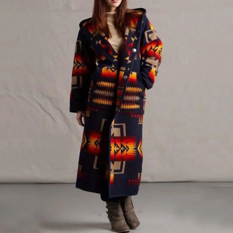 Manteau ethnique long femme style bohème chic