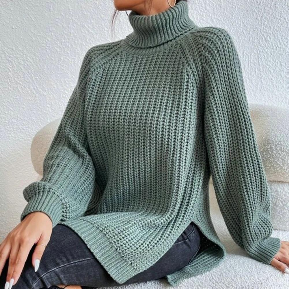 Pull en maille oversize doux, col roulé, manches longues