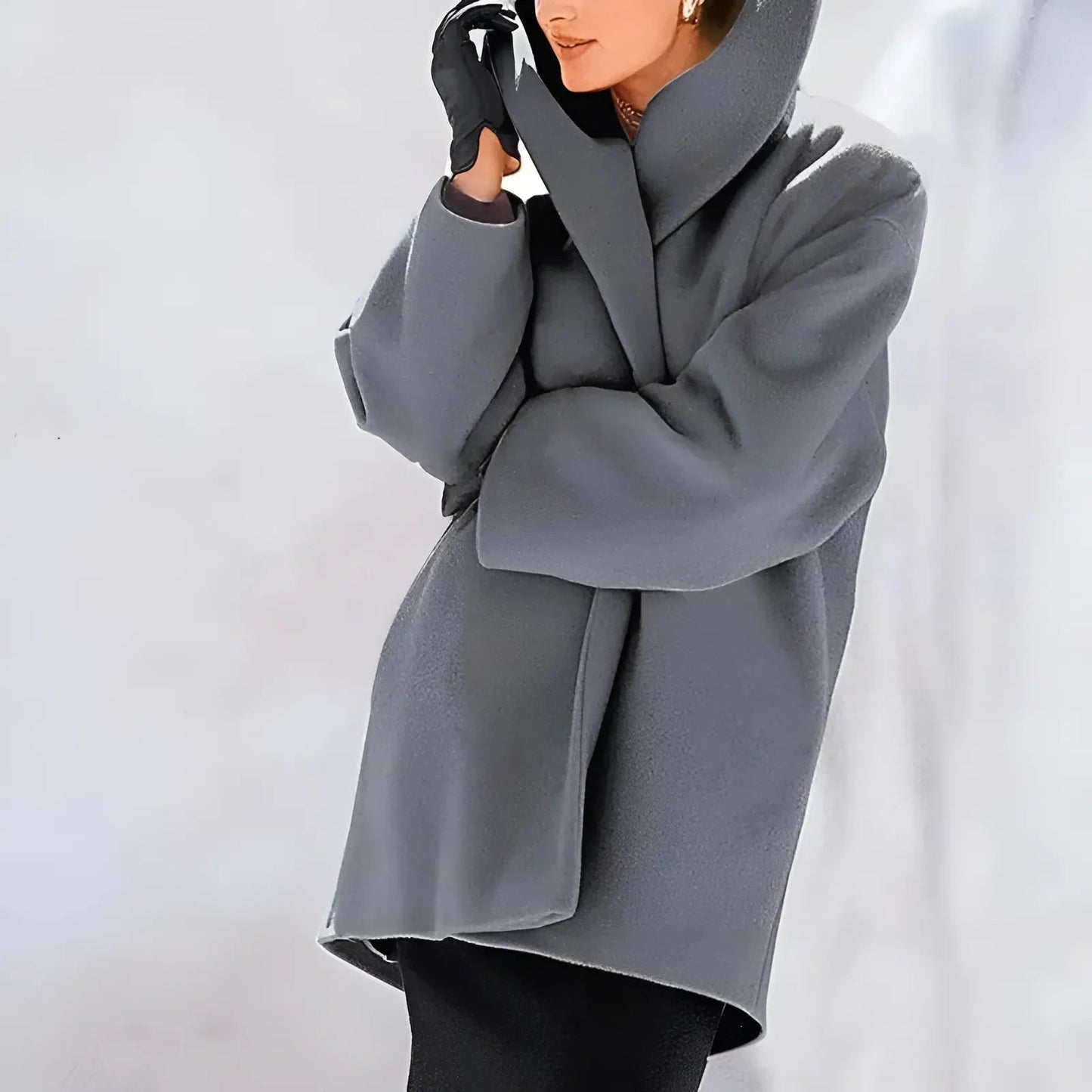 Manteau long élégant d'hiver pour femme avec fermeture boutonnée
