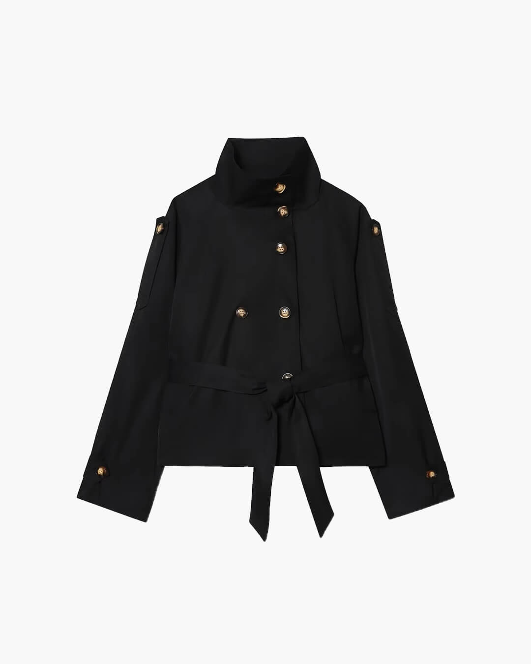 Trench-coat court pour femme, chic, avec ceinture, pour l'hiver
