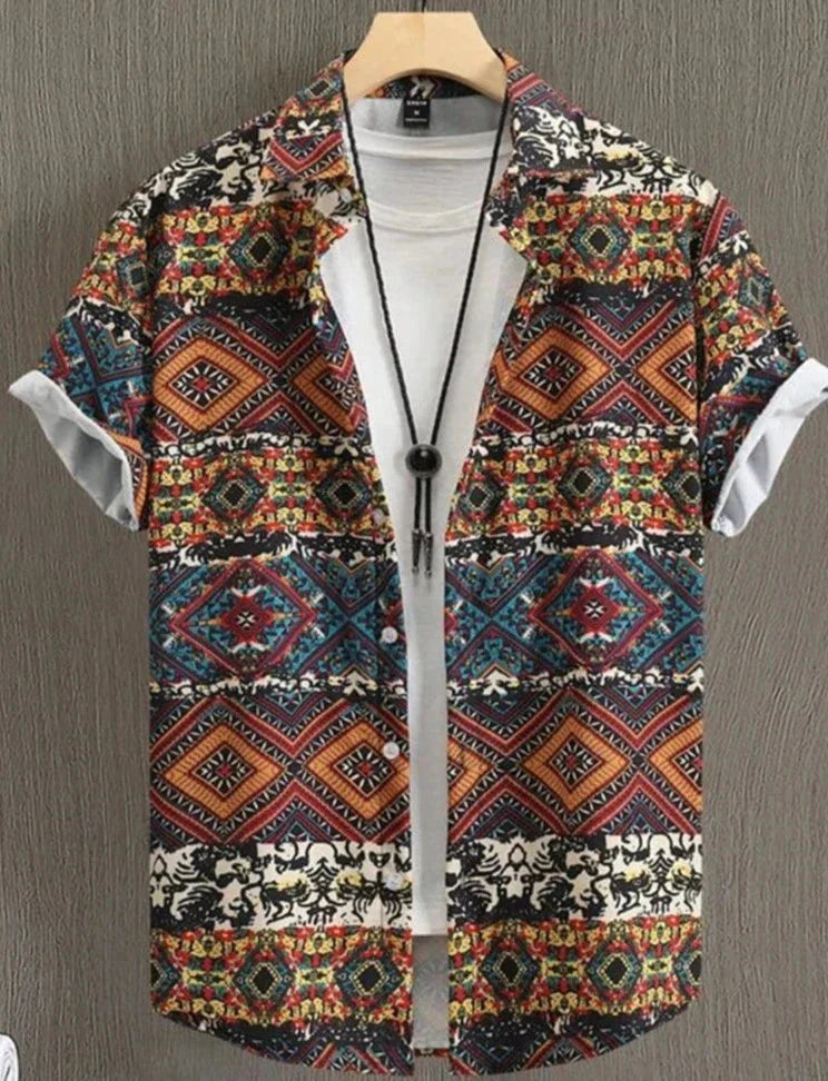 Chemise d'été manches courtes motif hawaïen
