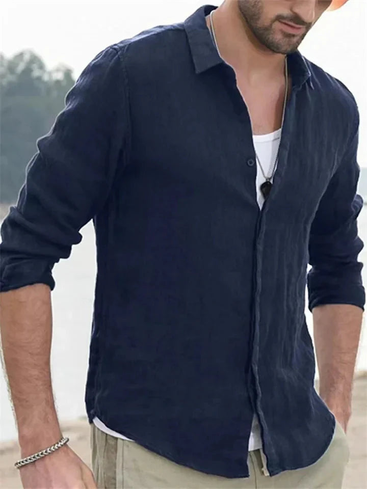 Chemise d'été homme légère en lin à manches longues