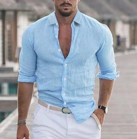 Chemise d'été à manches longues en lin élégante