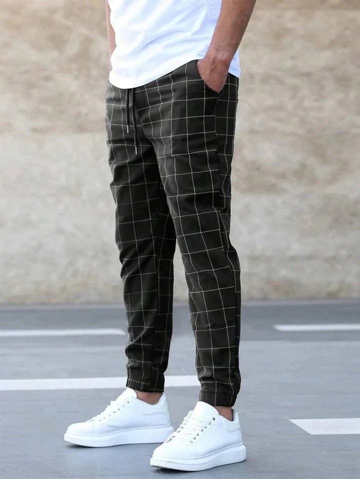 Pantalon de jogging élastique à carreaux extensible